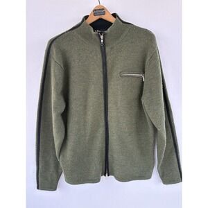 VTG Neve Designs Olive Green‎ Sweater Jacket Wool Mens Medium